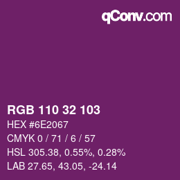 Color code: RGB 110 32 103 | qconv.com