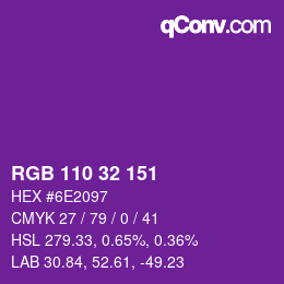 Color code: RGB 110 32 151 | qconv.com