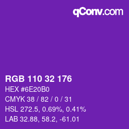 Color code: RGB 110 32 176 | qconv.com