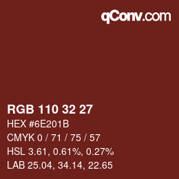 Color code: RGB 110 32 27 | qconv.com