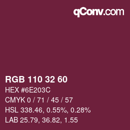カラーコード: RGB 110 32 60 | qconv.com