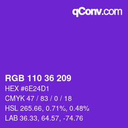 Farbcode: RGB 110 36 209 | qconv.com