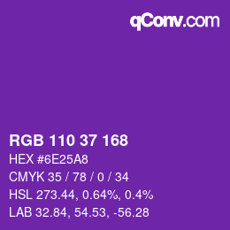 カラーコード: RGB 110 37 168 | qconv.com