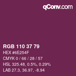 Color code: RGB 110 37 79 | qconv.com
