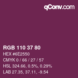 Color code: RGB 110 37 80 | qconv.com