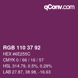 颜色代码: RGB 110 37 92 | qconv.com