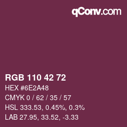 カラーコード: RGB 110 42 72 | qconv.com