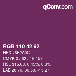 Color code: RGB 110 42 92 | qconv.com
