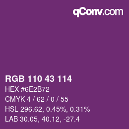 Color code: RGB 110 43 114 | qconv.com