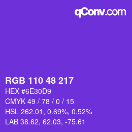 Color code: RGB 110 48 217 | qconv.com