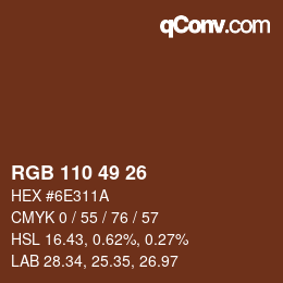 Color code: RGB 110 49 26 | qconv.com