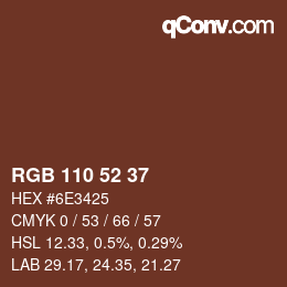 Color code: RGB 110 52 37 | qconv.com