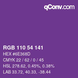Color code: RGB 110 54 141 | qconv.com