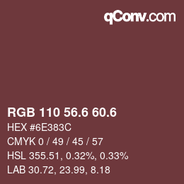 カラーコード: RGB 110 56.6 60.6 | qconv.com