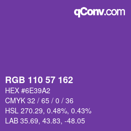 Color code: RGB 110 57 162 | qconv.com