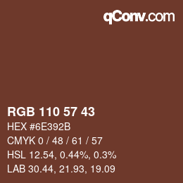 颜色代码: RGB 110 57 43 | qconv.com