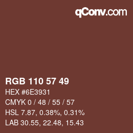 Farbcode: RGB 110 57 49 | qconv.com