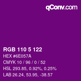 Color code: RGB 110 5 122 | qconv.com