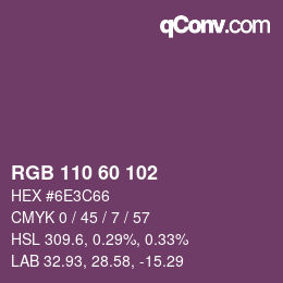 颜色代码: RGB 110 60 102 | qconv.com