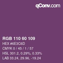 カラーコード: RGB 110 60 109 | qconv.com