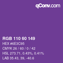 颜色代码: RGB 110 60 149 | qconv.com