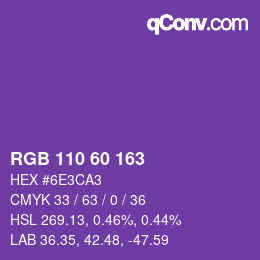 カラーコード: RGB 110 60 163 | qconv.com