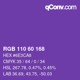 カラーコード: RGB 110 60 168 | qconv.com