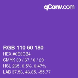 颜色代码: RGB 110 60 180 | qconv.com
