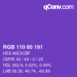 カラーコード: RGB 110 60 191 | qconv.com