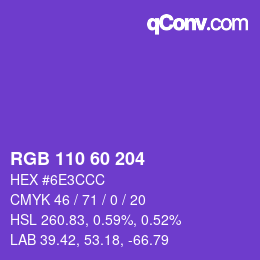 Color code: RGB 110 60 204 | qconv.com