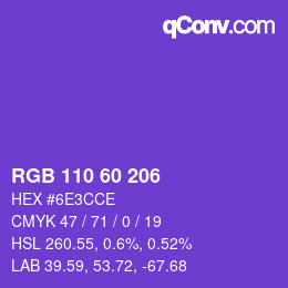 颜色代码: RGB 110 60 206 | qconv.com