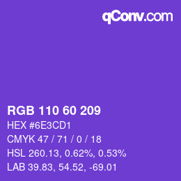 Color code: RGB 110 60 209 | qconv.com