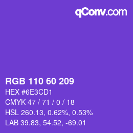 カラーコード: RGB 110 60 209 | qconv.com