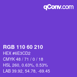 カラーコード: RGB 110 60 210 | qconv.com