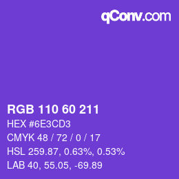 颜色代码: RGB 110 60 211 | qconv.com