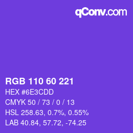 颜色代码: RGB 110 60 221 | qconv.com