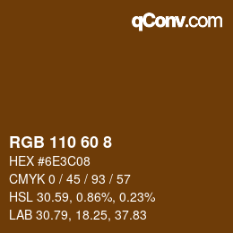 颜色代码: RGB 110 60 8 | qconv.com