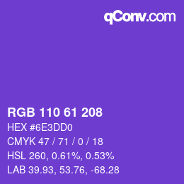 カラーコード: RGB 110 61 208 | qconv.com