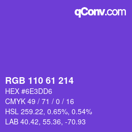 Color code: RGB 110 61 214 | qconv.com