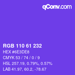 颜色代码: RGB 110 61 232 | qconv.com
