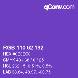 颜色代码: RGB 110 62 192 | qconv.com
