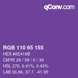 颜色代码: RGB 110 65 155 | qconv.com