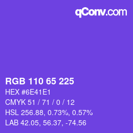 カラーコード: RGB 110 65 225 | qconv.com
