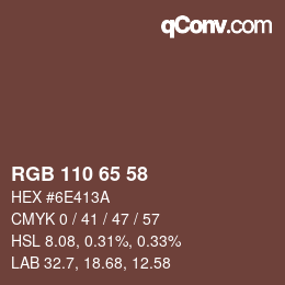 Color code: RGB 110 65 58 | qconv.com