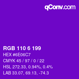 Color code: RGB 110 6 199 | qconv.com