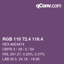 カラーコード: RGB 110 72.4 116.4 | qconv.com