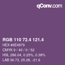 カラーコード: RGB 110 72.4 121.4 | qconv.com