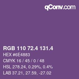カラーコード: RGB 110 72.4 131.4 | qconv.com