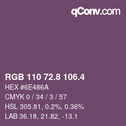 カラーコード: RGB 110 72.8 106.4 | qconv.com
