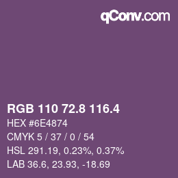 カラーコード: RGB 110 72.8 116.4 | qconv.com